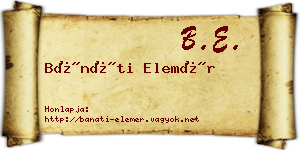 Bánáti Elemér névjegykártya