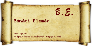Bánáti Elemér névjegykártya